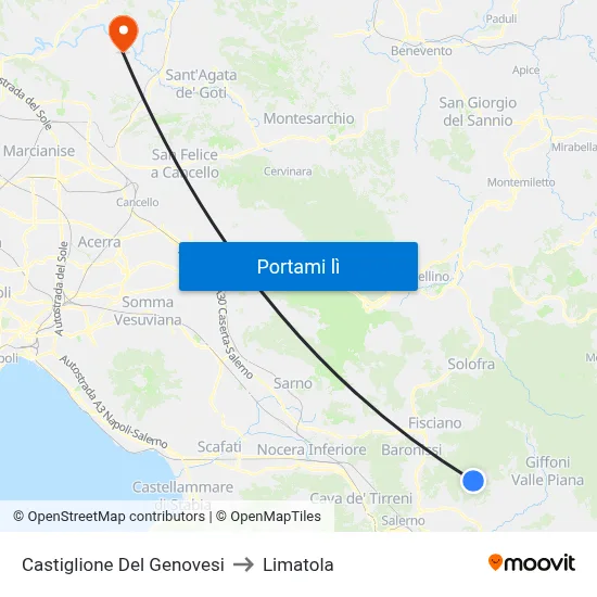 Castiglione Del Genovesi to Limatola map