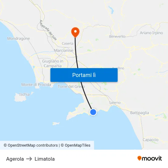 Agerola to Limatola map