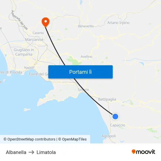 Albanella to Limatola map