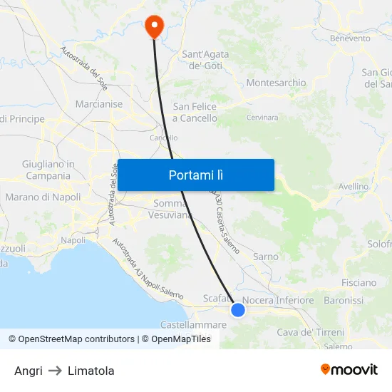 Angri to Limatola map