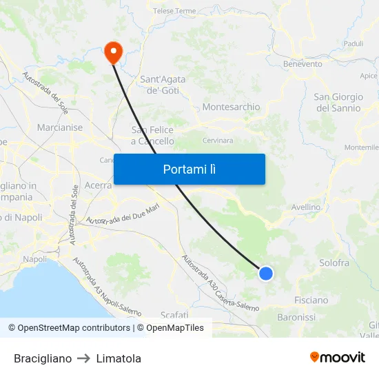 Bracigliano to Limatola map