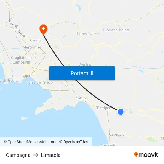 Campagna to Limatola map