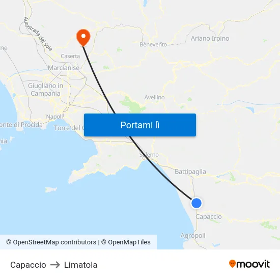 Capaccio to Limatola map