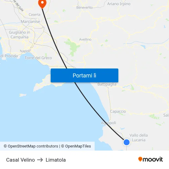 Casal Velino to Limatola map