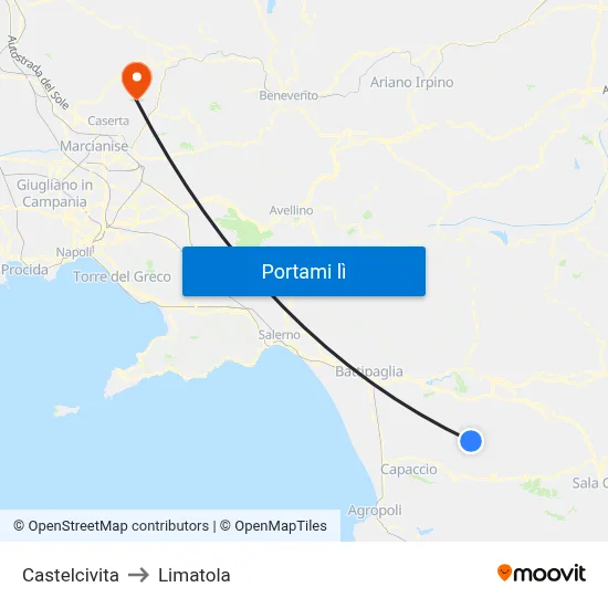 Castelcivita to Limatola map