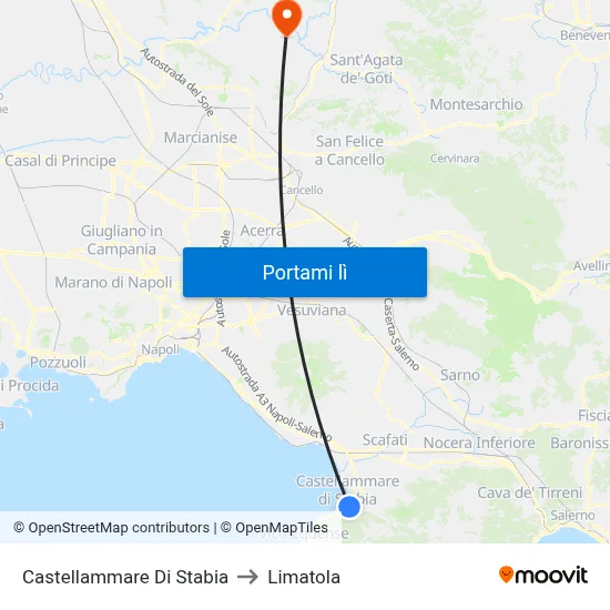 Castellammare Di Stabia to Limatola map
