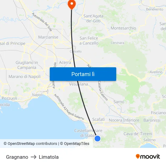 Gragnano to Limatola map
