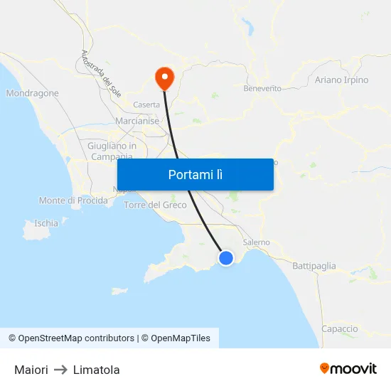 Maiori to Limatola map