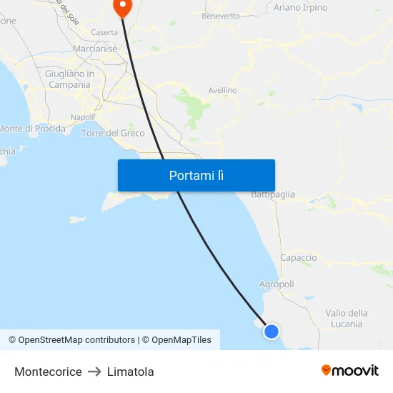 Montecorice to Limatola map