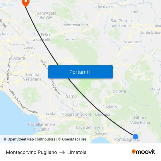 Montecorvino Pugliano to Limatola map