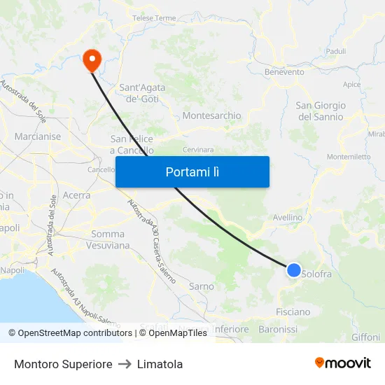 Montoro Superiore to Limatola map
