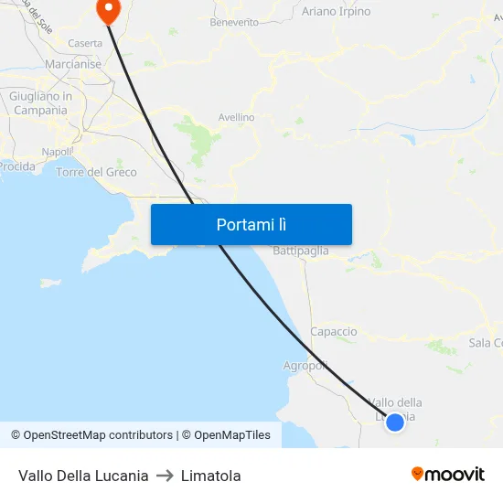 Vallo Della Lucania to Limatola map