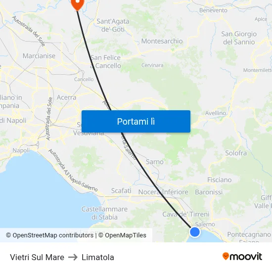 Vietri Sul Mare to Limatola map