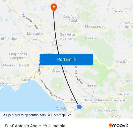 Sant' Antonio Abate to Limatola map