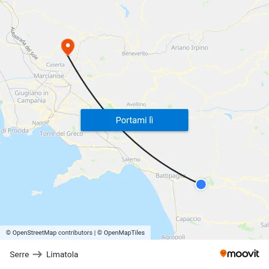 Serre to Limatola map