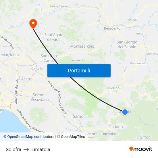 Solofra to Limatola map