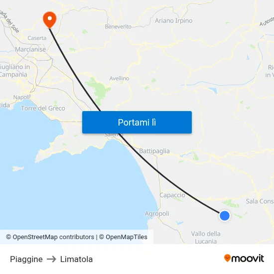 Piaggine to Limatola map