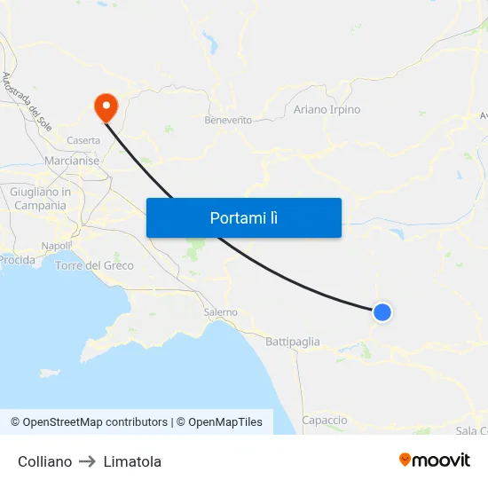 Colliano to Limatola map