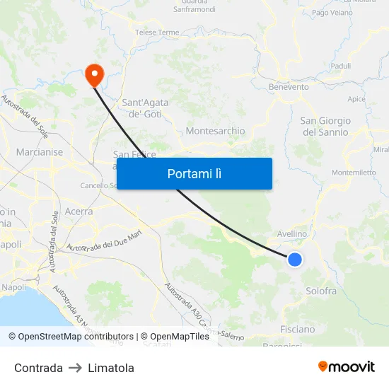 Contrada to Limatola map