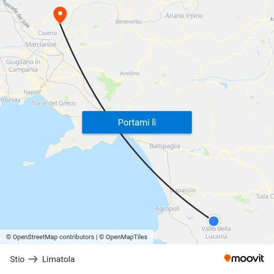 Stio to Limatola map