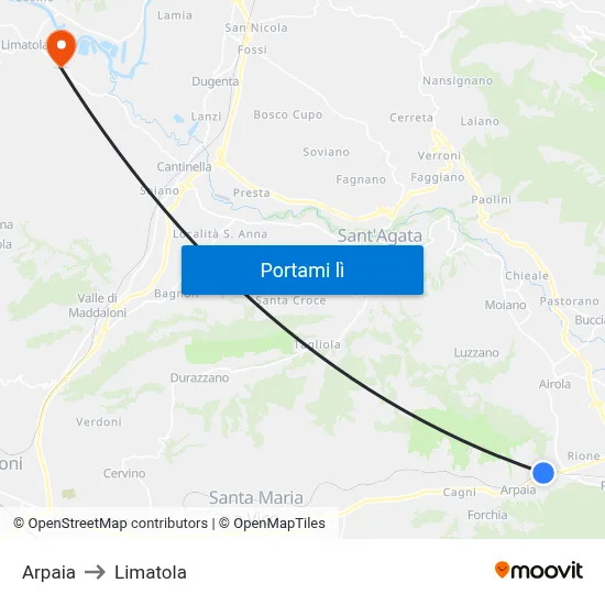 Arpaia to Limatola map