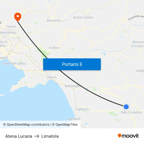 Atena Lucana to Limatola map