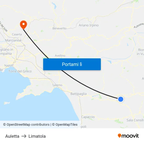 Auletta to Limatola map