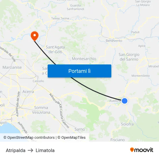 Atripalda to Limatola map