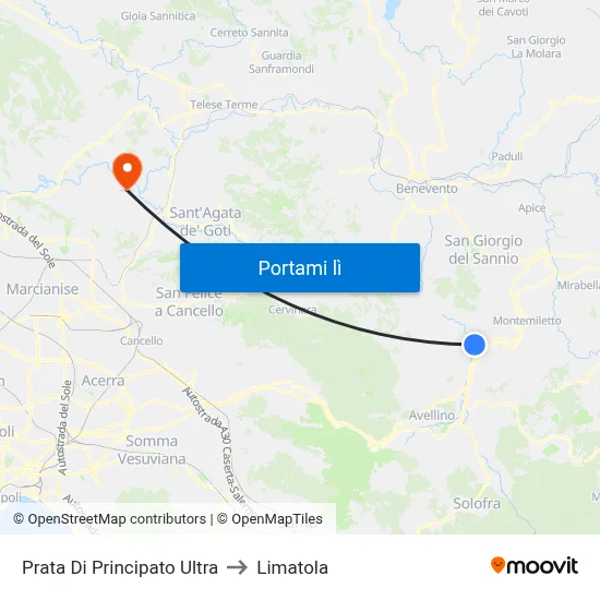 Prata Di Principato Ultra to Limatola map