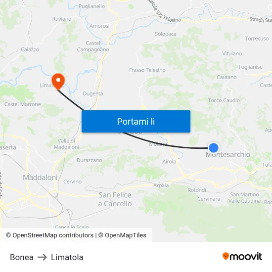 Bonea to Limatola map