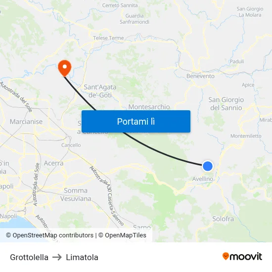 Grottolella to Limatola map