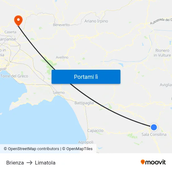 Brienza to Limatola map