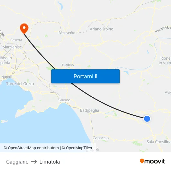 Caggiano to Limatola map