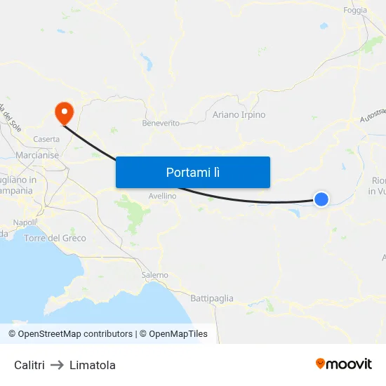 Calitri to Limatola map