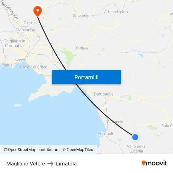 Magliano Vetere to Limatola map