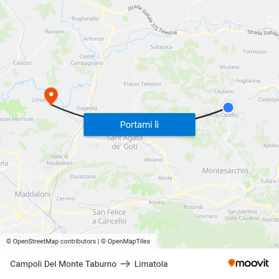 Campoli Del Monte Taburno to Limatola map
