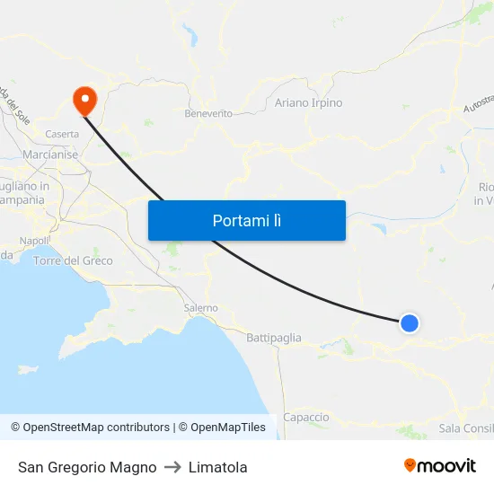 San Gregorio Magno to Limatola map