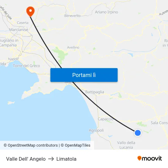 Valle Dell' Angelo to Limatola map