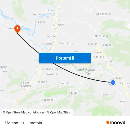 Moiano to Limatola map