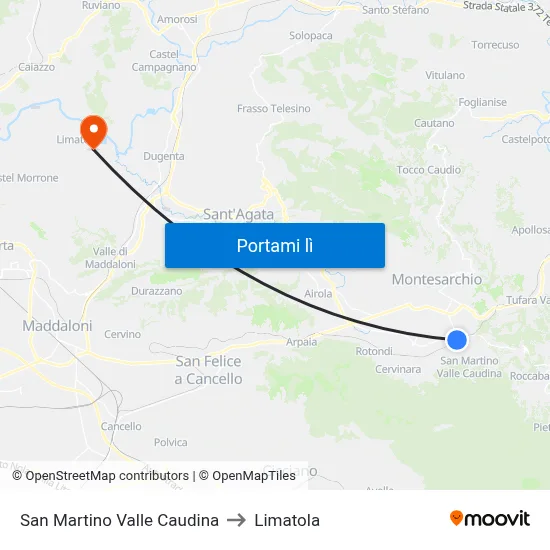 San Martino Valle Caudina to Limatola map