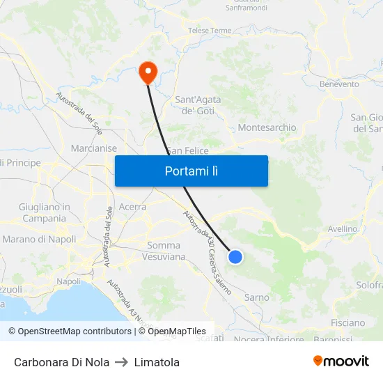 Carbonara Di Nola to Limatola map
