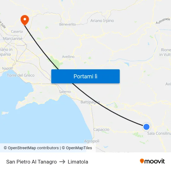 San Pietro Al Tanagro to Limatola map