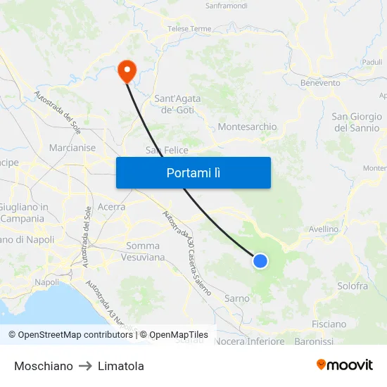 Moschiano to Limatola map