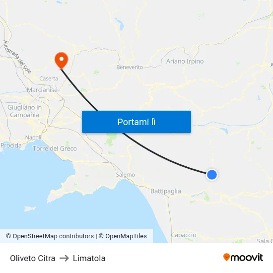Oliveto Citra to Limatola map