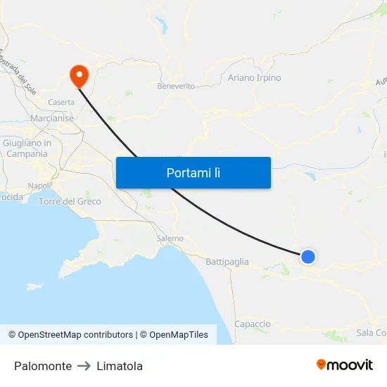 Palomonte to Limatola map