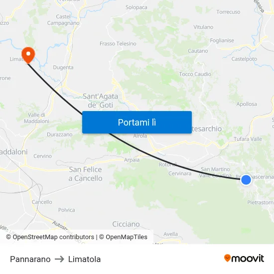 Pannarano to Limatola map