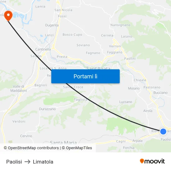 Paolisi to Limatola map