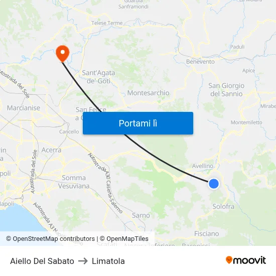 Aiello Del Sabato to Limatola map