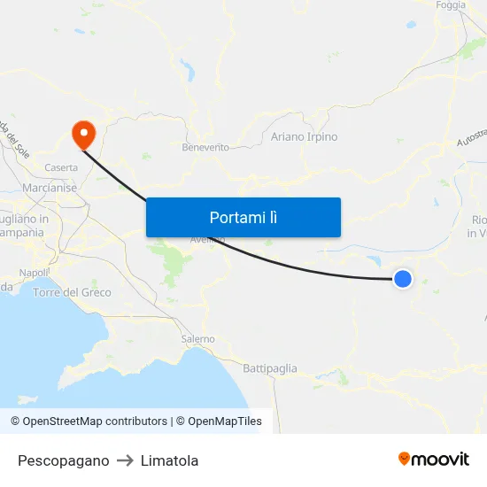 Pescopagano to Limatola map
