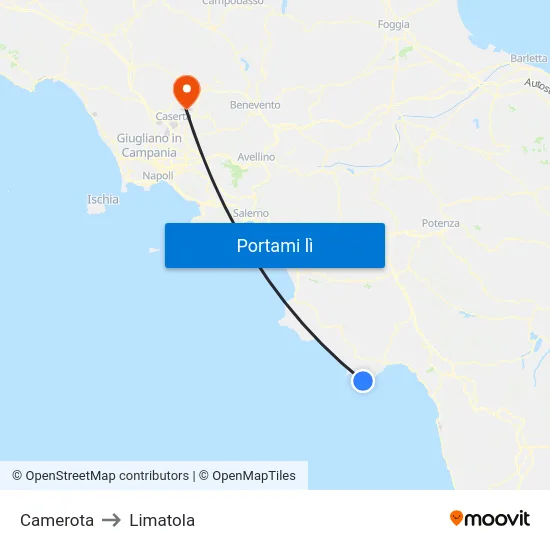 Camerota to Limatola map